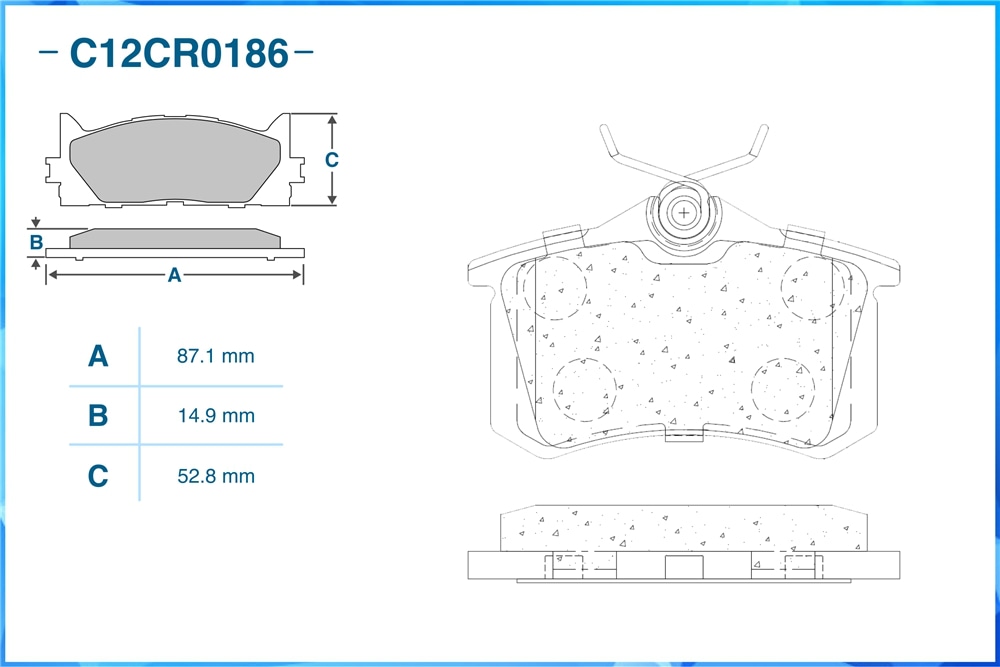 CWORKS C12CR0186 Колодки тормозные задние [замена C12CR0189]
