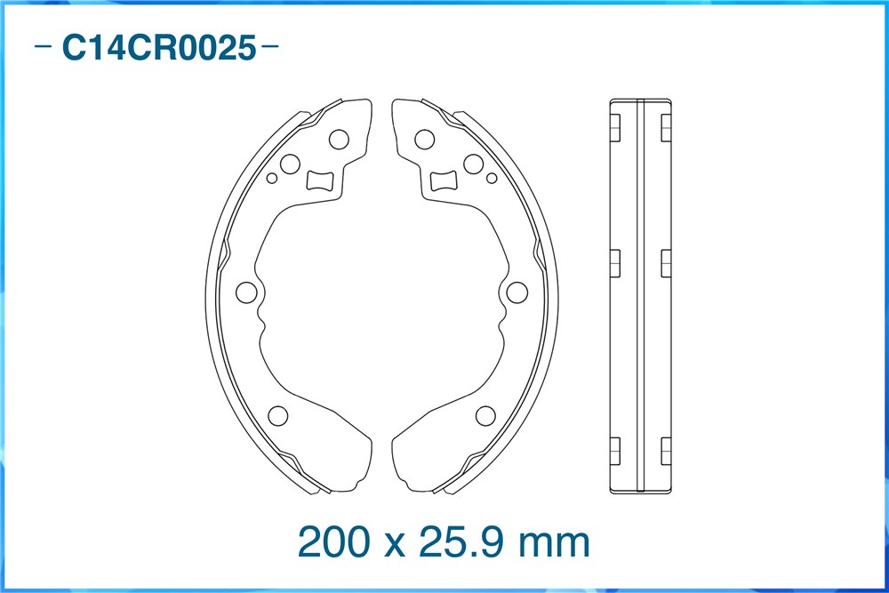 CWORKS C14CR0025 Тормозные колодки задние барабанные Low Metallic C14CR0025