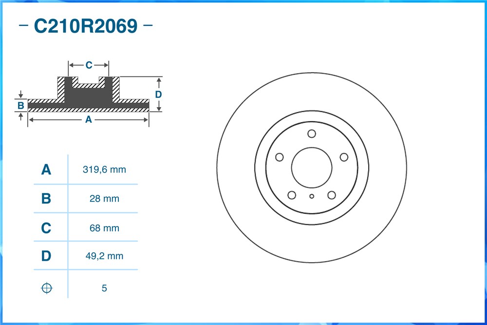 CWORKS C210R2069 Тормозной диск передний C210R2069