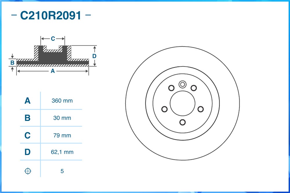 CWORKS C210R2091 Тормозной диск передний C210R2091