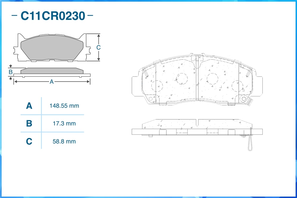 CWORKS C11CR0230 Замена на C11CR0195 Тормозные колодки передние, Low Metallic C11CR0230
