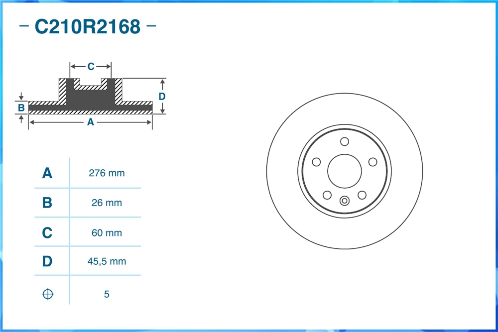 CWORKS C210R2168 Тормозной диск передний C210R2168