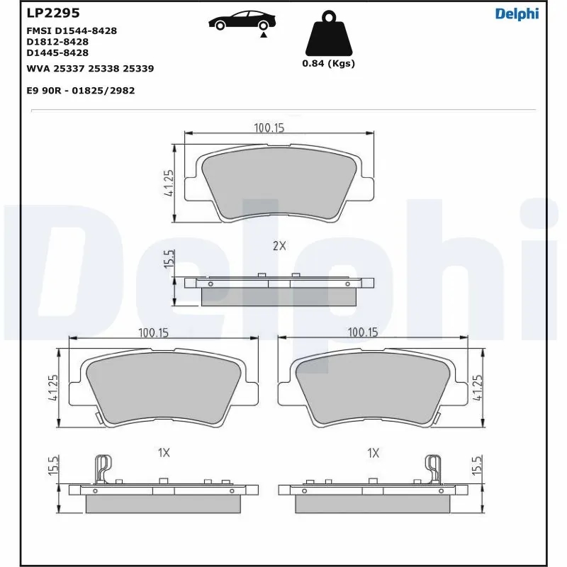 DELPHI LP2295 Колодки тормозные дисковые зад