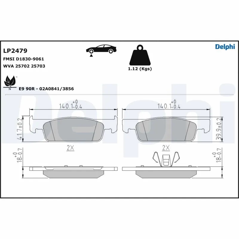 DELPHI LP2479 Колодки торм.пер.