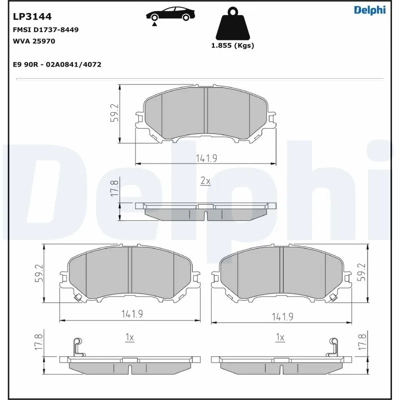 DELPHI LP3144 Колодки торм.пер.