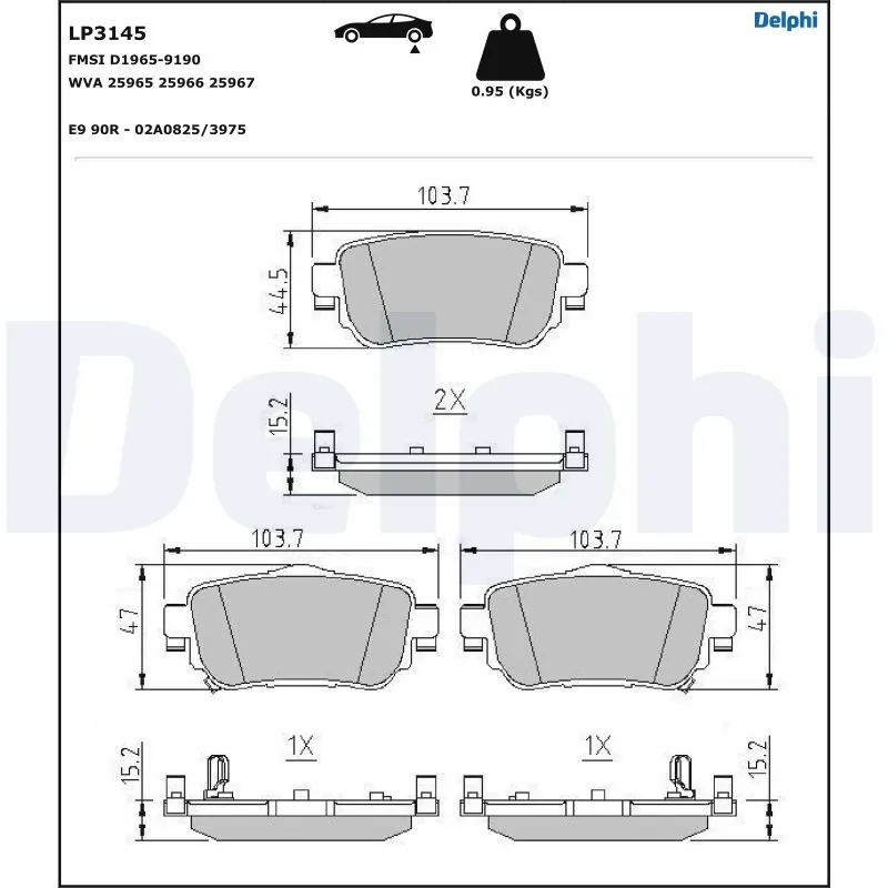 DELPHI LP3145 Колодки тормозные дисковые зад