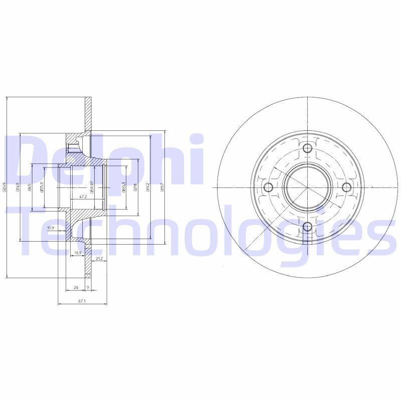 DELPHI BG9022RSC Диск тормозной задний с подшипником