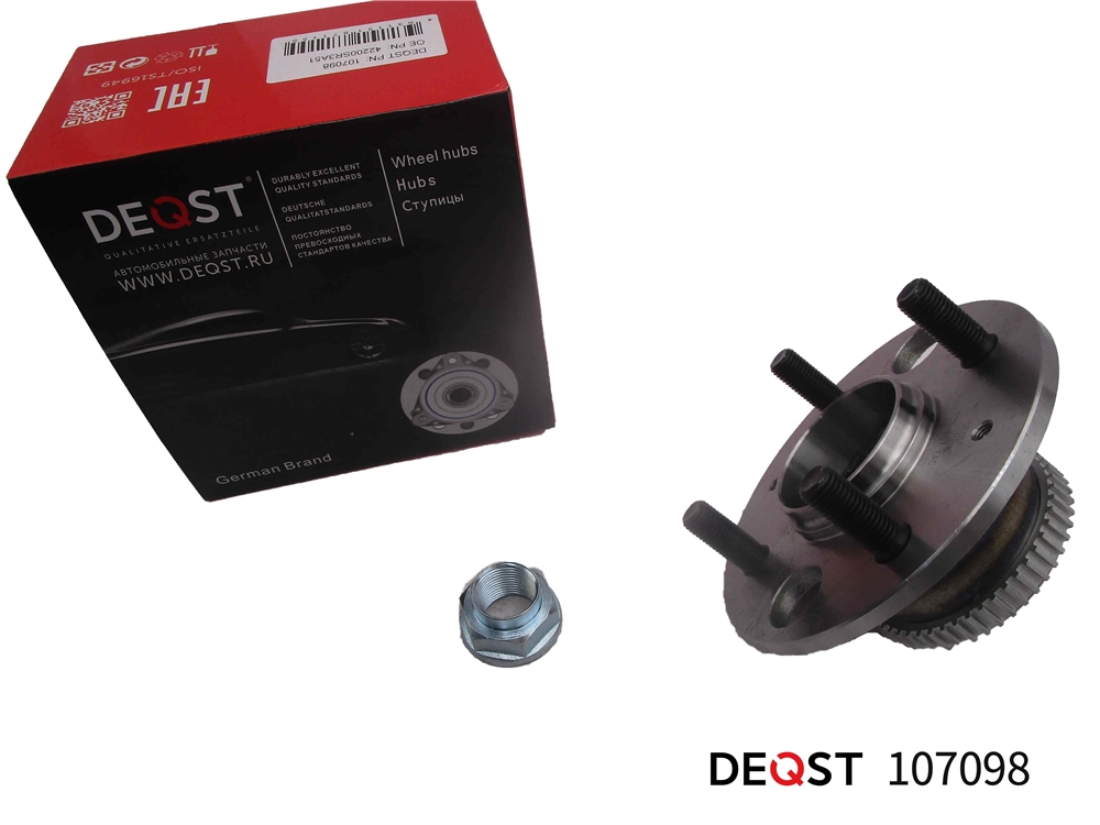 DEQST 107098 Ступица колеса с подшипником задняя HONDA СIVIС V-VI, HONDA СRX III -02.2001 for disks brakesystem