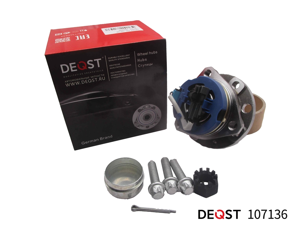DEQST 107136 Ступица с подшипником OPEL ASTRA G/ZAFIRA 98-05 пер. с ABS (4 болта)