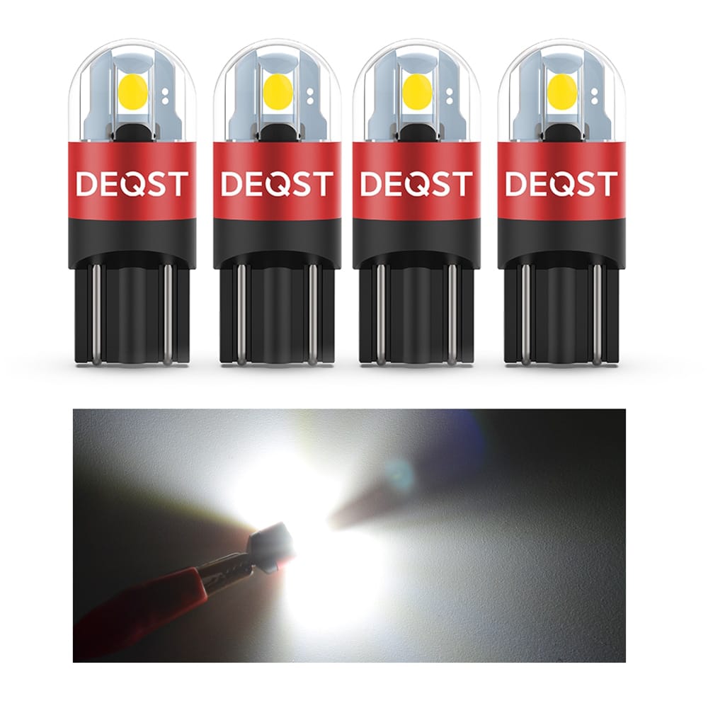 DEQST 251001 Лампа светодиодная сигнальная W5W W2.1x9.5d T10 LED Standart Line 12-24В 1Вт 6000K к-т 2шт