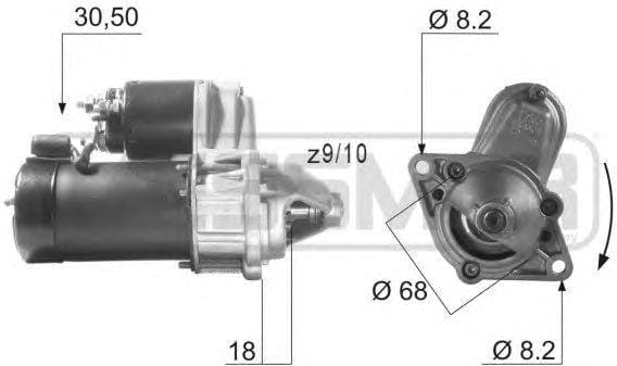 ERA 220001 Стартер CHEVROLET AVEO/LACETTI/OPEL ASTRA 1.4-1.8 1.1кВт