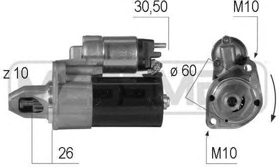 ERA 220593 Стартер MERCEDES W204/W212/W221 1.1kw 220593