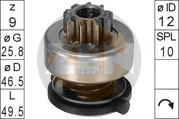 ERA ZN0925 Бендикс AUDI A4/A6/MB W638/VW/VOLVOC70/S70/V70/S40/V40