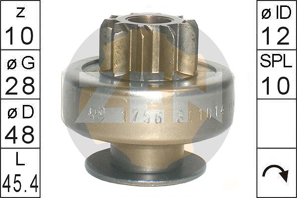 ERA ZN1756 Бендикс стартера RENAULT 1.5dci