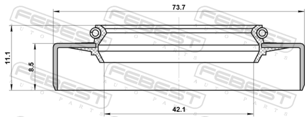 FEBEST 95GDS44730911U САЛЬНИК ПРИВОДА 42.1X73.7X8.5X11.1 95GDS-44730911U