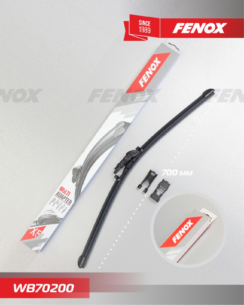 FENOX WB70200 Щётка с/о 700мм 28  Универсальная бескаркасная. Крепление: 5 в 1