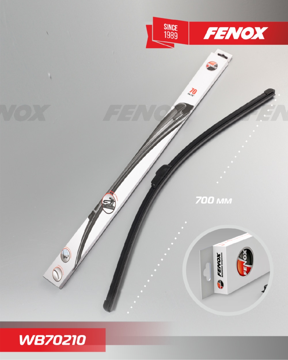 FENOX WB70210 Щетка стеклоочистителя бескаркасная 700мм крепление Hook