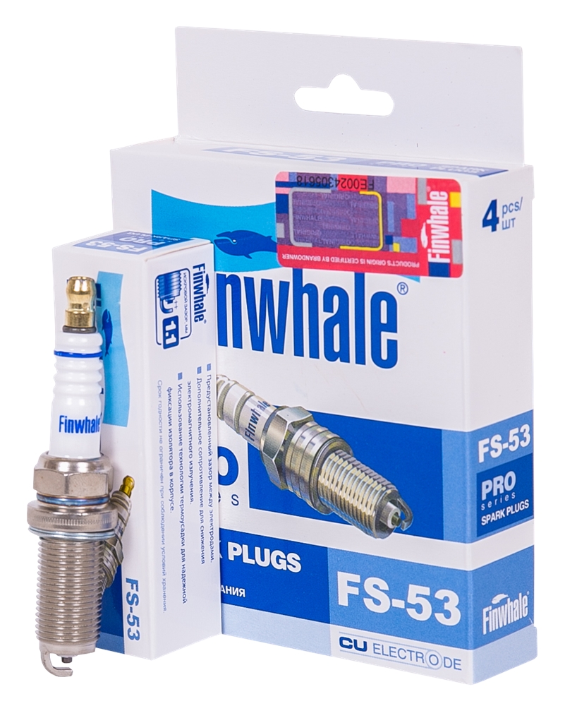 FINWHALE FS53 Свеча зажигания (компл. 4шт./цена за 1шт.) ix 35 (10-15) 2.0, 2.4 / Santa Fe II (CM) 2.4 / Sonata VI (YF) 2.4, Magentis II (GE) 2.0 / Sorento III (XM)