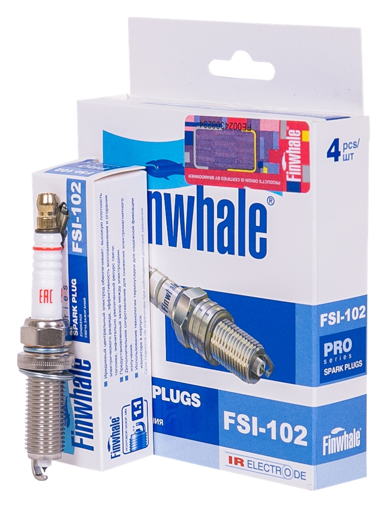 FINWHALE FSI102 Свеча зажигания (компл. 4шт./цена за 1шт.) IRIDIUM Auris(E150)1.3, 1.6, 1.8, Avensis(T270)1.6, 1.8, 2.0, Corolla(E150) 1.3, 1.6, Rav 4(A30)2.0, X-TRAI