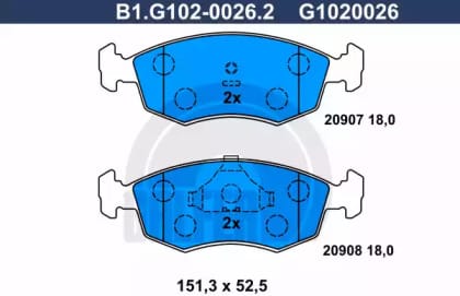 GALFER b1g10200262 Комплект дисковых тормозных колодок купить в Самаре