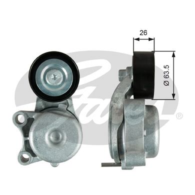 GATES T39343 Натяжитель руч.ремня с роликом JEEP GRAND CHEROKEE 3.0D 11-