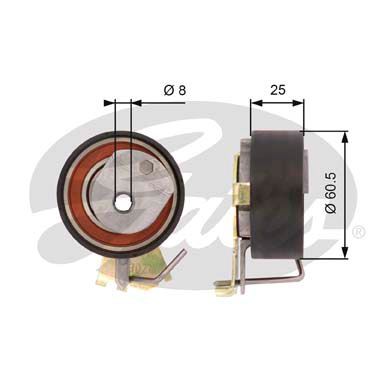 GATES T43023 Ролик натяжитель ремня ГРМ T43023 (7784-21023)