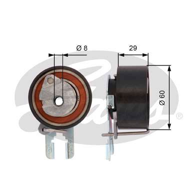 GATES T43158 Ролик ремня ГРМ FORD FOCUS II/CITROEN BERLINGO/PEUGEOT PARTNER 1.6D 04> натяжной