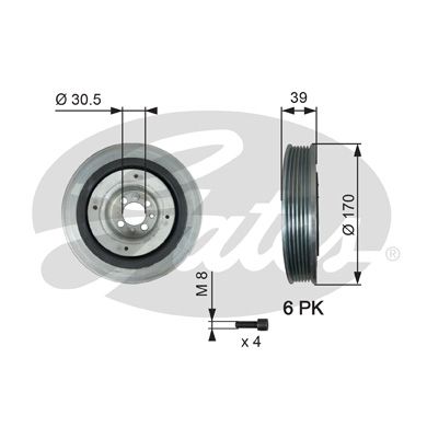 GATES TVD1013A Шкив коленвала Fiat DOBLO Cargo (223 ) 1.9 JTD