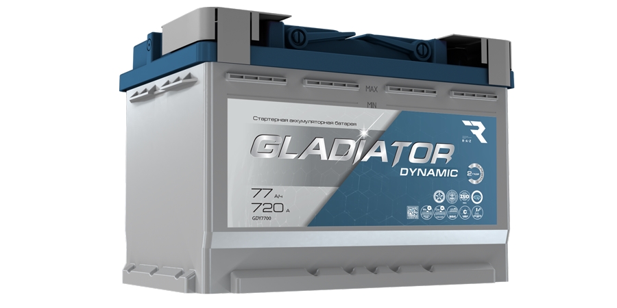 GLADIATOR GDY7700 Аккумулятор gladiator dynamic 77 ah, 720 a, 276x175x190 обр. купить в Самаре