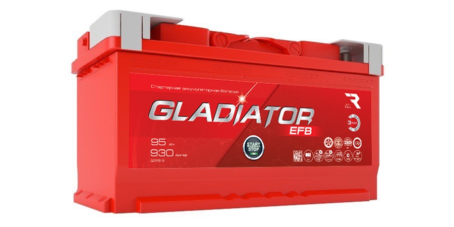 GLADIATOR GEF9500 Аккумулятор gladiator efb 95 ah, 930 a, 353x175x190 обр.