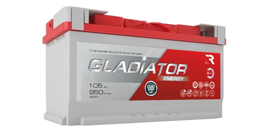 GLADIATOR GEN10510 Аккумулятор gladiator energy 105 ah, 950 a, 353x175x190 прям.