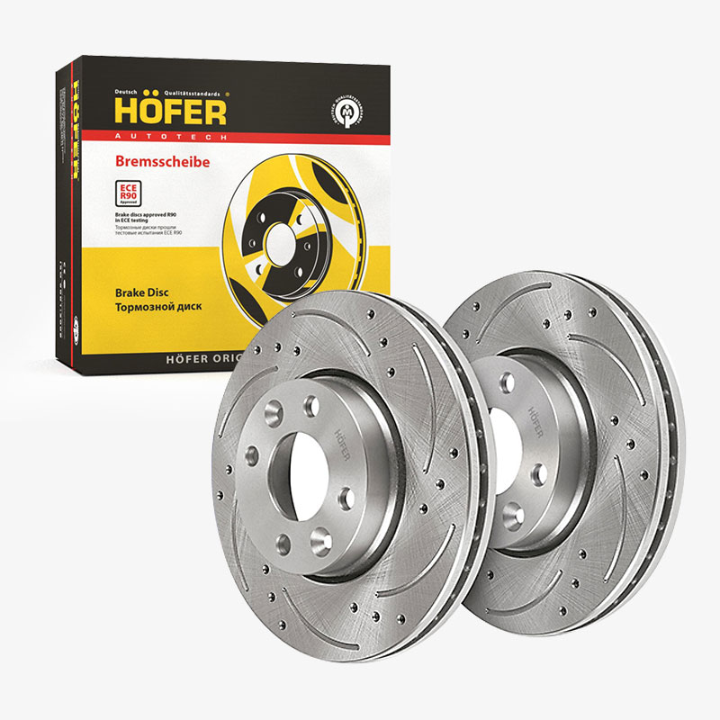 HOFER HF130260 Диск переднего тормоза ВАЗ 2180 VESTA слот. с перф. (к-кт 2шт)
