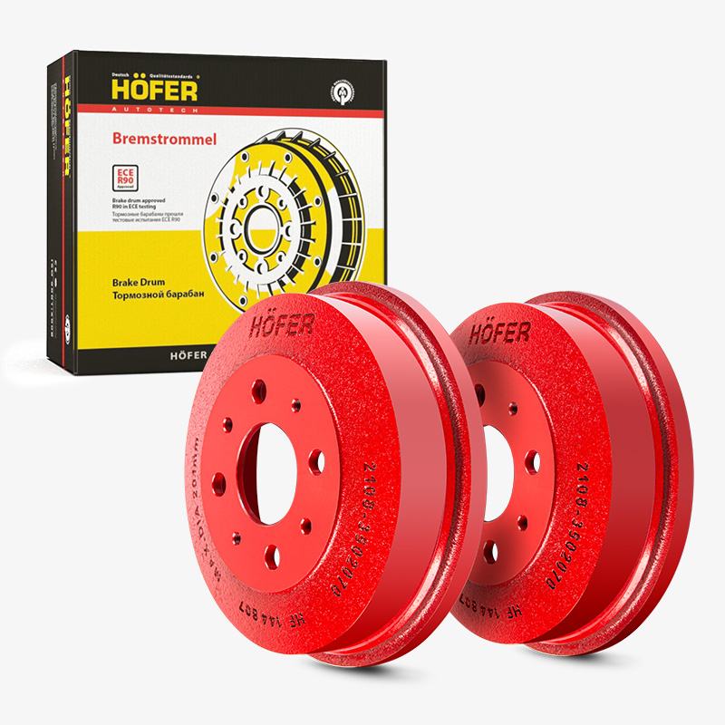 HOFER HF144807 Барабан торм. чугун. ВАЗ 2108 (к-кт 2шт) красный