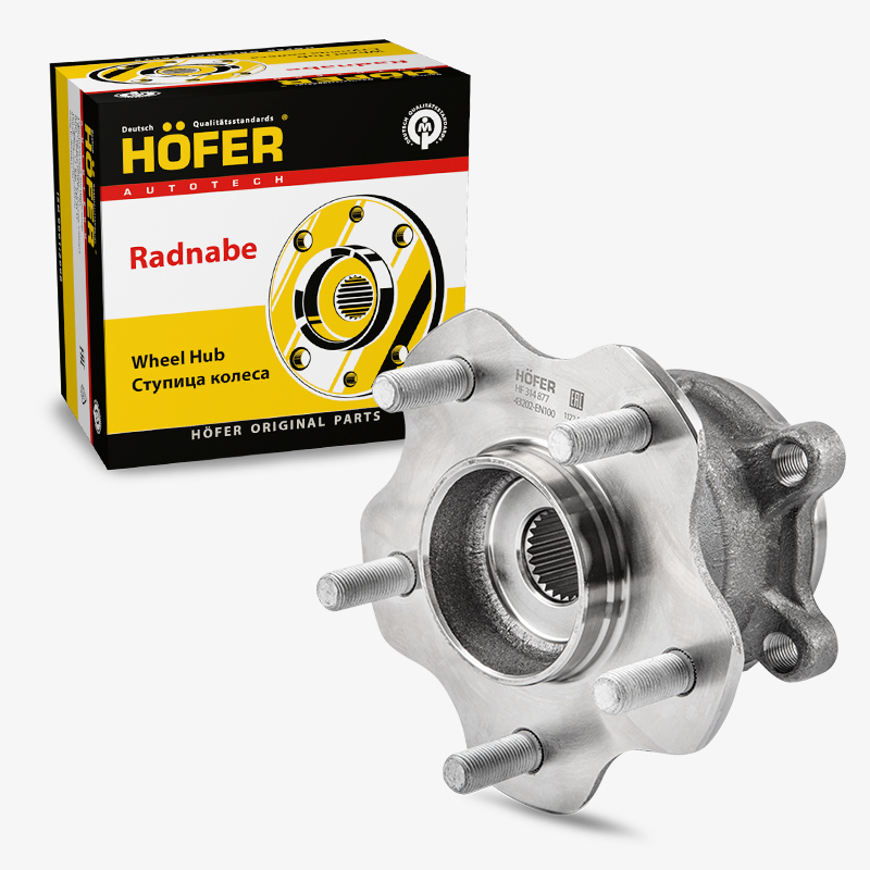 HOFER HF314877 Ступица Nissan Qashqai (06-), X-Trail (07-), Renault Koleos 4WD, задн. в сб. с подш.