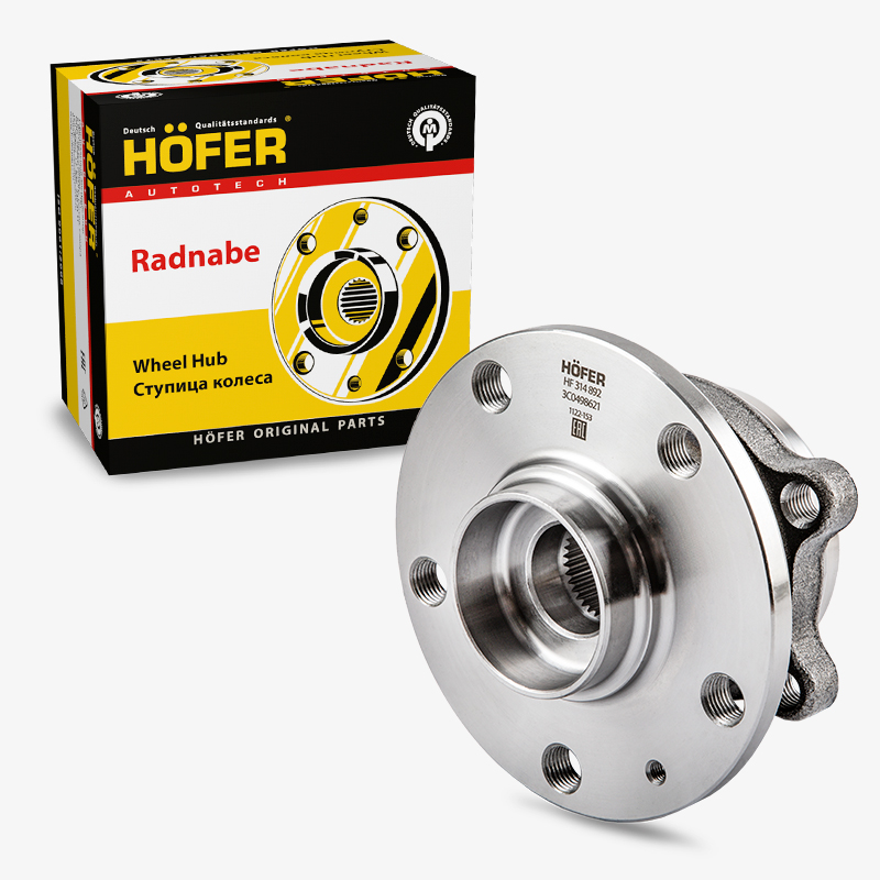 HOFER HF314892 Ступица Skoda Octavia A5 (04-), Yeti (09-), Volkswagen Golf (04-) 4 отв., перед. в сб. с подш.
