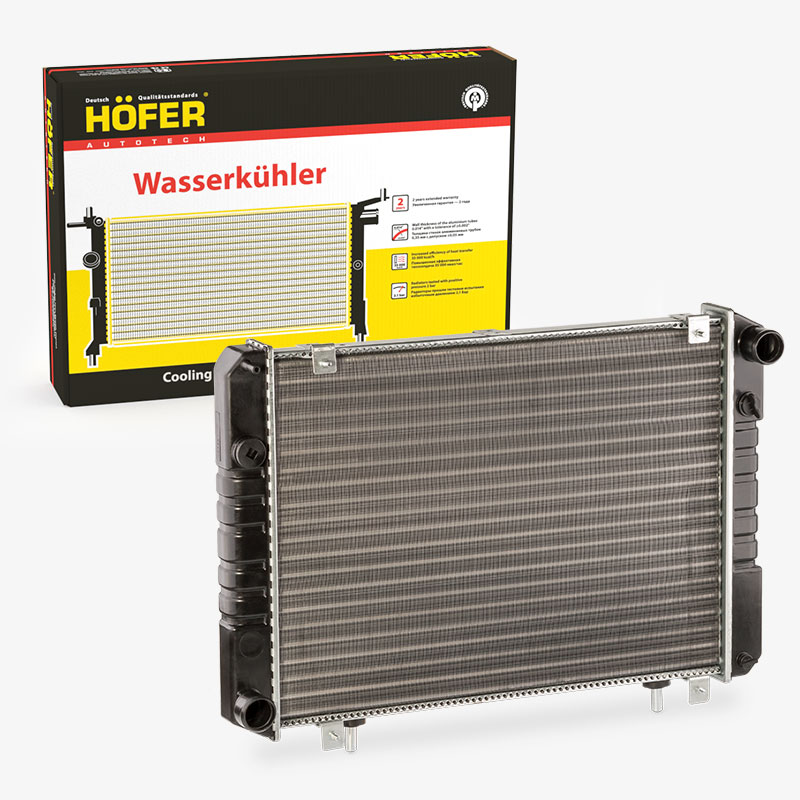 HOFER HF708423 Радиатор охлаждения ГАЗ 3302 ( с 99г.в.) 2х рядный, сборный