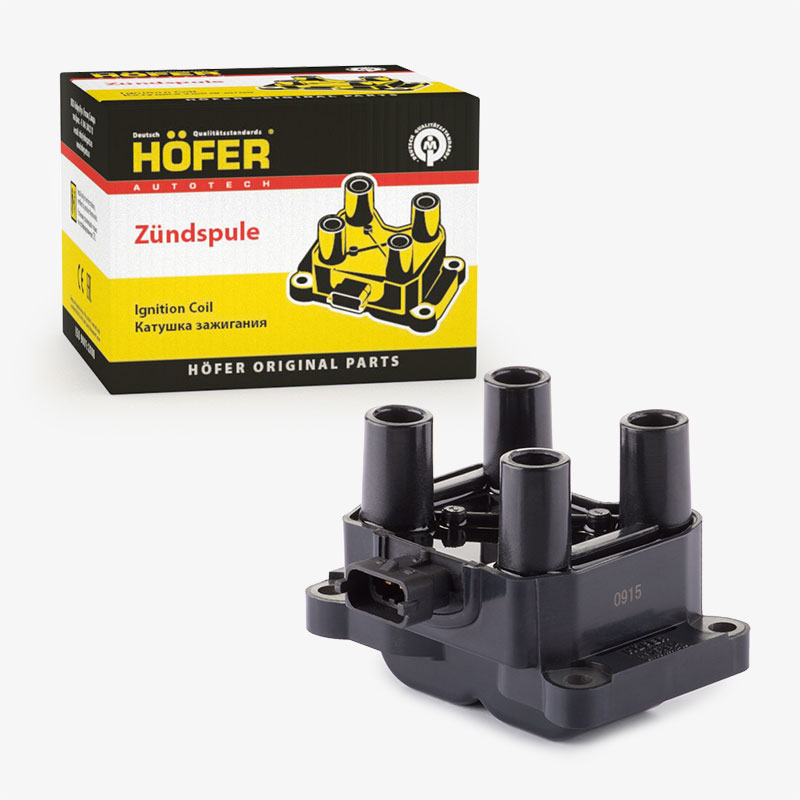 HOFER HF750304 Катушка зажигания ВАЗ 2111 (1.6л, 8V) , ГАЗ 33027 (УМЗ 4216) четырехвывод.