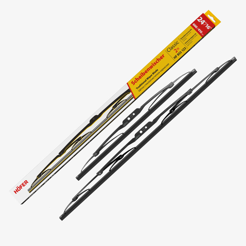 HOFER HF855123 Щетки стеклоочистителя каркасные 600/410мм 5 адаптеров
