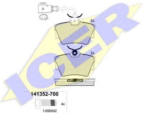 ICER 141352700 Колодки дисковые задние vw t4 2.5/2.4d 99 03