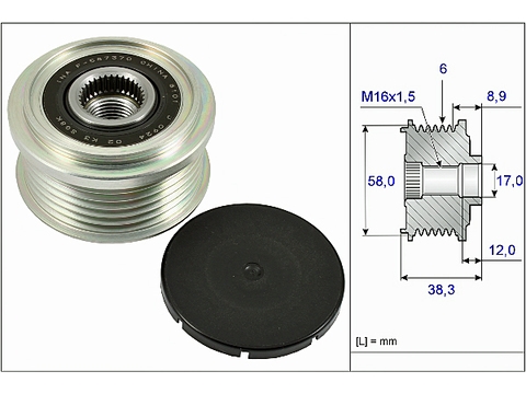 INA 535026610 Шкив генератора KIA. HUYNDAI 1.0i 11>