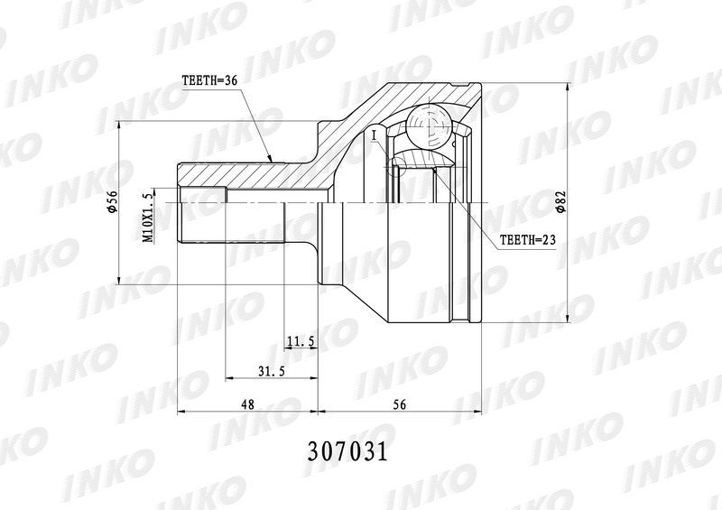 INKO 307031 ШРУС внешний 36/23 | перед прав/лев |