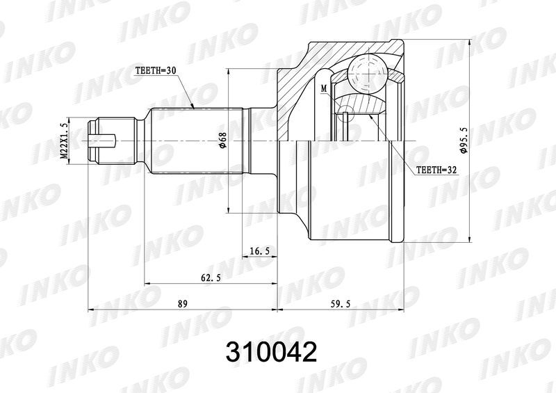 INKO 310042 ШРУС внешний 30/32 | перед прав/лев |