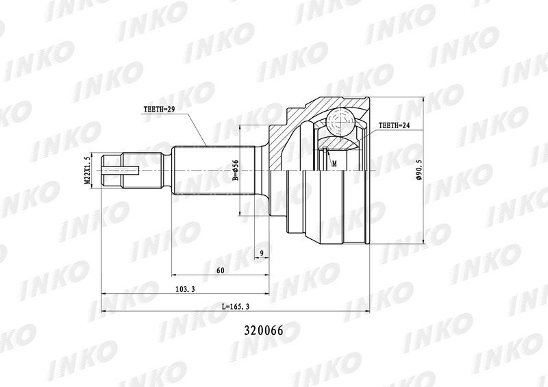 INKO 320066 ШРУС внешний 29/24 | перед прав/лев |