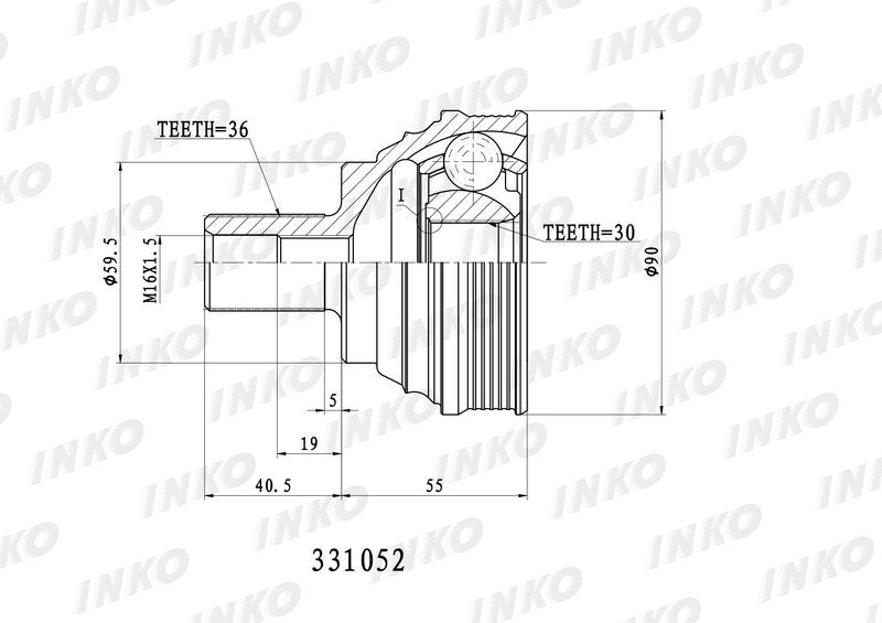 INKO 331052 ШРУС внешний36/30 | перед прав/лев |