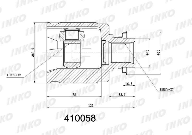 INKO 410058 ШРУС внутренний 27/32 | перед лев |