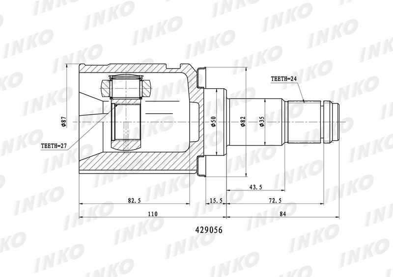 INKO 429056 ШРУС внутренний 24/27 | перед лев |