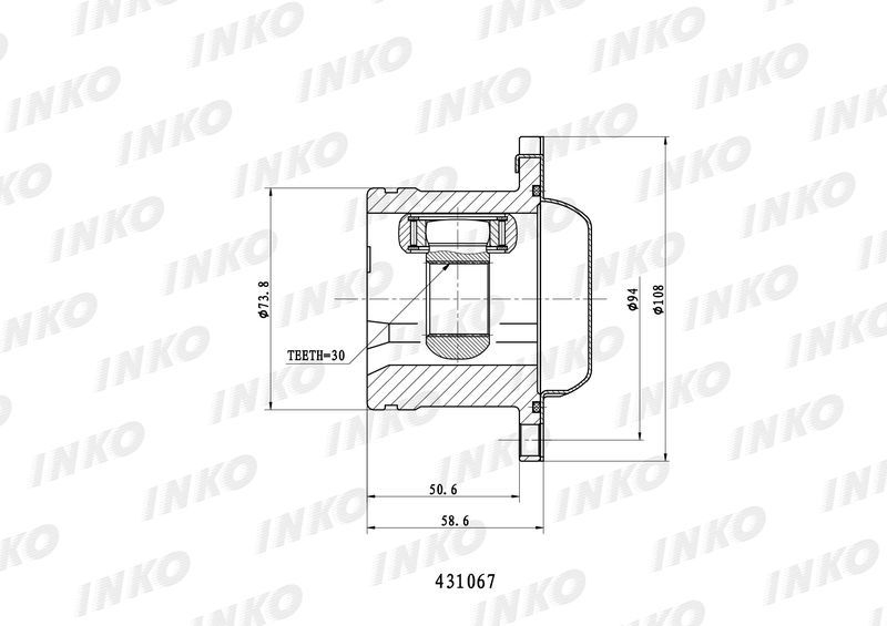INKO 431067 ШРУС внутренний /30 | перед лев |