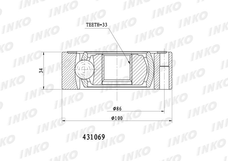 INKO 431069 ШРУС внутренний /33 | перед лев |