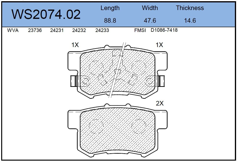 JEENICE WS207402 Колодки тормозные дисковые | зад |