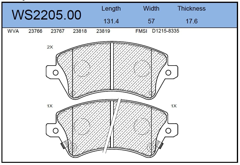 JEENICE WS220500 Колодки тормозные дисковые | перед |